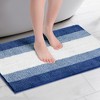 Unique Bargains Chenille Fluffy Striped Extra Soft Absorbent With Non-Slip Backing Bath Floor Mats 2 Pcs - 2 of 4