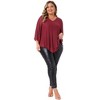 Agnes Orinda Women's Plus Size Double Layers Mesh Ruffle 3/4 Sleeve V Neck Casual Tunic Tops - 3 of 4