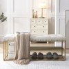 Aoibox Linen Storage Bench with Tufted Seat, Gold Metal Frame Ottoman for Entryway, Bedroom, Living Room, Beige - 4 of 4