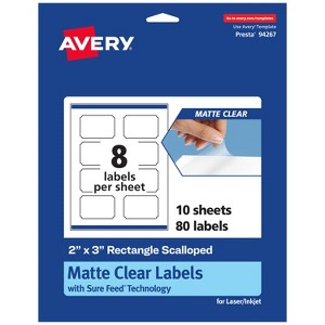 Avery Matte Clear Labels,  2" x 3" Rectangle Scalloped - 1 of 4