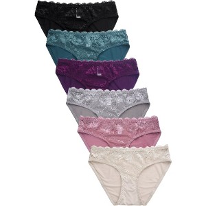 PACK OF 6 MAMIA WOMEN'S LACE ACCENT BIKINI PANTY (LP7748PK) - 1 of 3