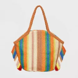 Striped Straw Tote Handbag - Shade & Shore™