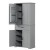 Gulches Grey Bathroom Storage Cabinet - 4 Doors, 1 Drawer & Adjustable Shelf, Anti-Tipping Device, Water-Proof MDF Tall Storage Furniture for Bathroom - 4 of 4
