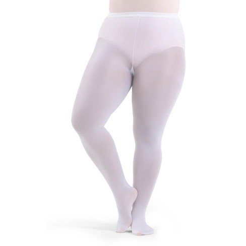 Capezio White Women's Ultra Hold Plus Size Footed Tight, 2x : Target