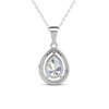 18k white gold plated pendant necklace with simulated diamond crystals, teardrop shape - 3 of 4