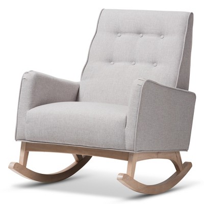 Baxton Studio Marlena Mid Century Modern Rocking Chair Dark Gray: Upholstered, Button-Tufted Design