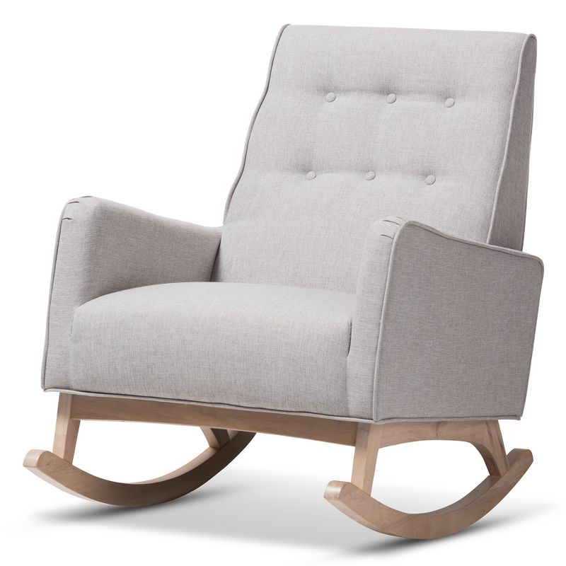 Marlena Mid - Century Modern Fabric Upholstered Whitewash Wood Rocking Chair - Baxton Studio, 1 of 11