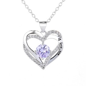 18K White Gold Birthstone "I Love you" Pendant Necklaces - 1 of 1