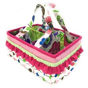 Bacati - Botanical Pink Storage Caddy - 1 of 4