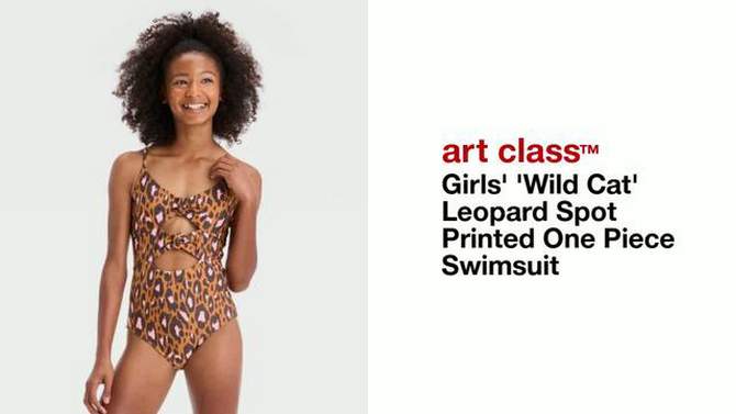 Girls&#39; &#39;Wild Cat&#39; Leopard Spot Printed One Piece Swimsuit - art class&#8482;, 2 of 5, play video