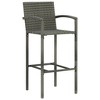 vidaXL Patio Bar Set 3 Piece, Bistro Set for Outdoor Porch Yard, Bar Stool with Cushions, Bistro Table, Farmhouse Modern Style, Poly Rattan Gray - 4 of 4