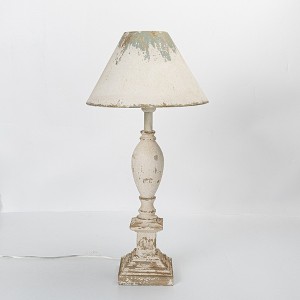 Rustic Vintage Table Lamp with Distressed White and Blue Shade, Elegant Base Design, 28.54" Height, 1pc - 1 of 4