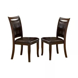 Set of 2 Burton Leatherette Padded Curved Back Side Chair Dark Cherry/Espresso - miBasics