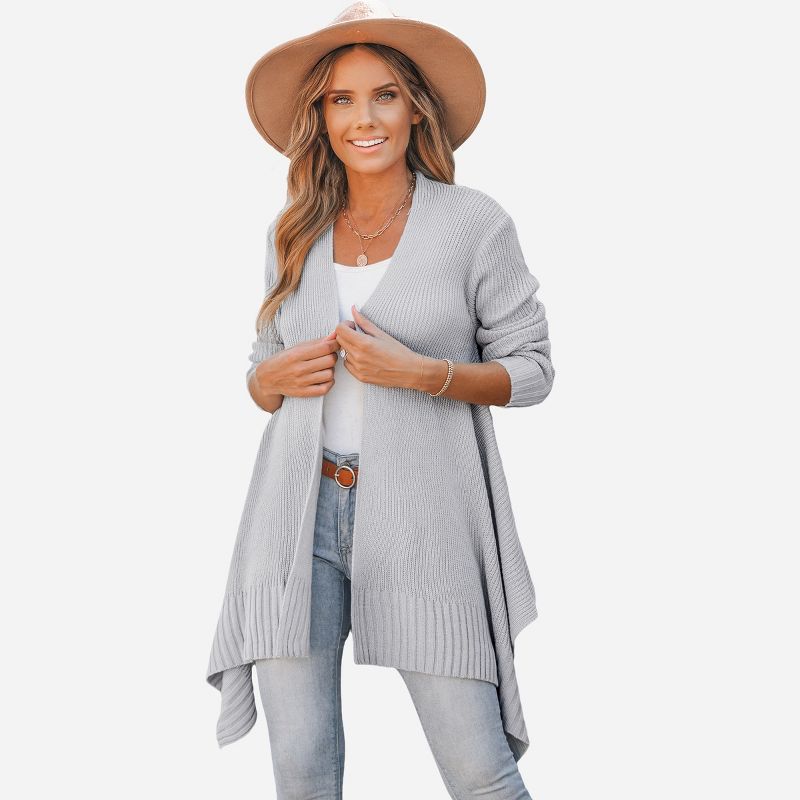 Women's Ribbed Heathered Knit Open-Front Cardigan - Cupshe, 1 of 7