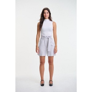 Lafidi Women’s Libbi Hi-Rise Paperbag Shorts with Self Sash Belt and Side & Welt Pockets for a Flowy Yet Tailored Look - 1 of 4