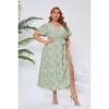 Clearlove Women's Plus Size Short Sleeve Tie Side Dress V Neck Floral Print A Line Ruffle Dresses - 4 of 4