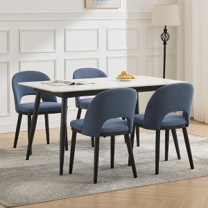 Wooden Dining Chairs Set of 4,Modern Fabric Upholstered Dining Room Chair, Large Dining Room Kitchen Chairs with High Back and Deep Seat - 1 of 4
