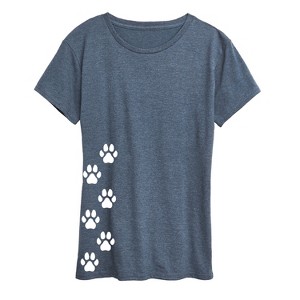Women's - Instant Message - Vertical Pawprints Bottom Side Hit Short Sleeve Graphic T-Shirt - 1 of 4