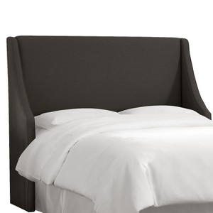 Full Swoop Arm Wingback Headboard Linen Charcoal - Skyline Furniture, Linen Grey