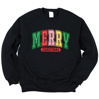Simply Sage Market Women's Graphic Sweatshirt Merry Christmas Varsity Colorful