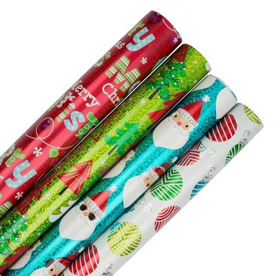 JAM Paper & Envelope 4ct Holographic 'Merry Christmas' Gift Wrap Rolls