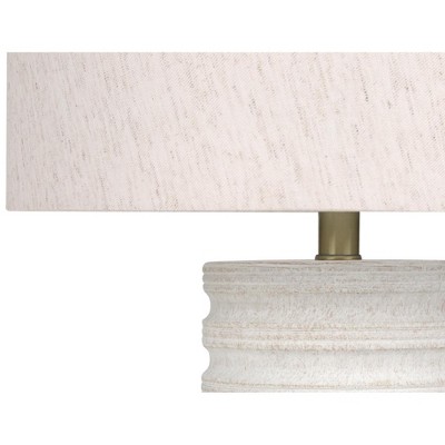 Ivory Resin Table Lamp with Cream Linen Shade and Gold Finial