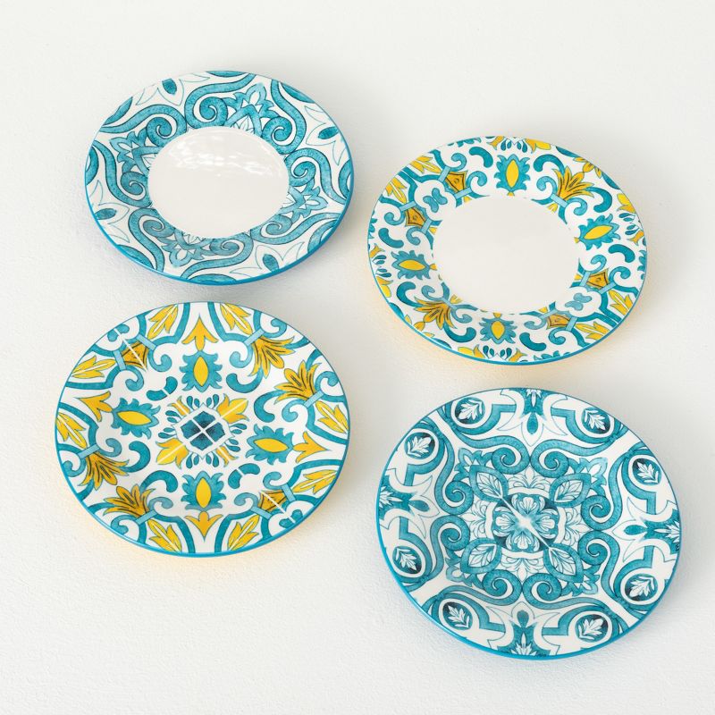 Sullivans Portuguese Print Snack Plates Set of 4, 8"L Multicolored, 1 of 4