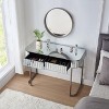 Okak 33.9" Mirrored Makeup Vanity Desk with Mirror, Console Vanity Table with 2 Big Drawers, Charging Station & Open Shelf for Bedroom - 2 of 4