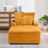 NicBex Couches for Living Room 39" Single Chaise Lounge Chair Corduroy Upholstered Sofa Sleeper Chair with Ottoman and Cup Holders - 2 of 4