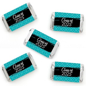 Big Dot of Happiness 2025 Teal Graduation Party - Mini Candy Bar Wrapper Stickers - Small Favors - 40 Count - 1 of 4