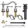 Yescom Retro 3 Hole Bathroom Faucet Widespread Mixer Taps for Undermount Sink w/Drain Nickel Brushed Nickel - 4 of 4