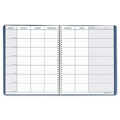 House Of Doolittle Teacher's Planner Embossed Simulated Leather Cover 11 x 8-1/2 Blue 50907