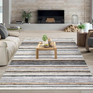 Acekool Striped Washable Rug 9x12 Non-Slip Low Pile for Living Room & Bedroom, Multi Color, - 1 of 4