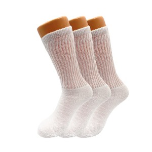 White Mid-Calf Long Cotton Crew Socks for Women, 3 Pairs, Comfortable & Breathable, Cushioned Sole for Sports & Daily Wear, Size 9-11 - 1 of 4