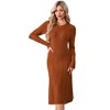 Womens Long Sleeve Casual Dress Fall Ribbed Knit Sweater Crewneck Midi Wedding Guest Dresses - 2 of 4