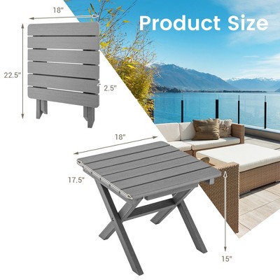 Gray HDPE Folding Outdoor Side Table with Slatted Top