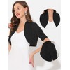 INSPIRE CHIC Women's Cropped Open Front Ruched Short Sleeve Bolero Shrugs - 2 of 4