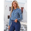 Allegra K Women's Point Collar Long Button Sleeve Button Down Floral Shirt - 2 of 4