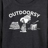 Women's - Peanuts - Outdoorsy Snoopy Lightweight French Terry Wide Neck Long Sleeve Shirt - 2 of 4