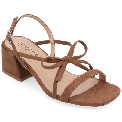 Journee Collection Womens Amity Sling Back Multi Strap Block Heel Sandals