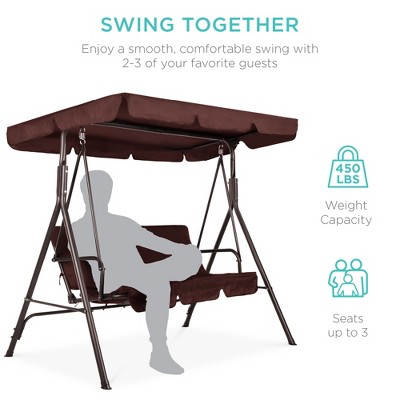Brown Steel 2-Person Outdoor Convertible Canopy Swing Glider