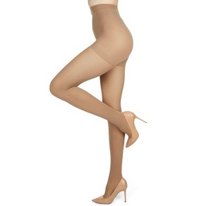 Memoi Women's Microfiber Opaque Control Top Tights - 1 of 3
