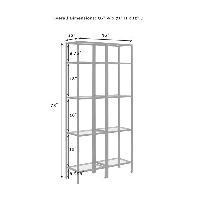 Aimee 73" Gold Steel and Glass Narrow Etagere