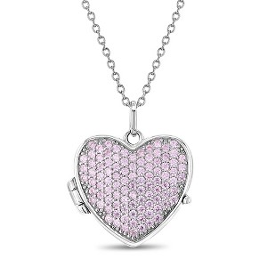 Girls' Pave Heart CZ Sterling Silver Locket Necklace - In Season Jewelry - 1 of 4