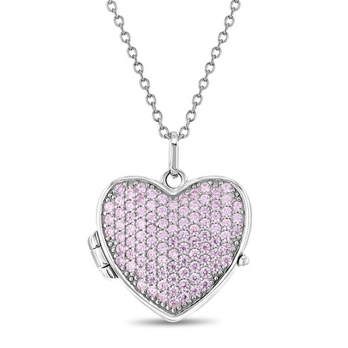 Girls' Pave Heart Cz Sterling Silver Locket Necklace - In Season ...