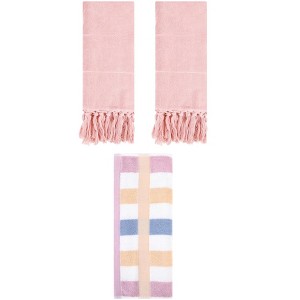 REGALWOVEN 3 Packs Cotton Absorbent Soft Decorative Bathroom Hand Towel Set - 1 of 4