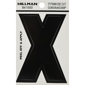 Hillman 3 in. Black Vinyl Self-Adhesive Letter X 1 pc (Case of 6) - 1 of 1