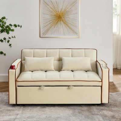 55.51'' Convertible Sofa Bed with USB, Ashtray, Phone Stand - 3 Sizes
