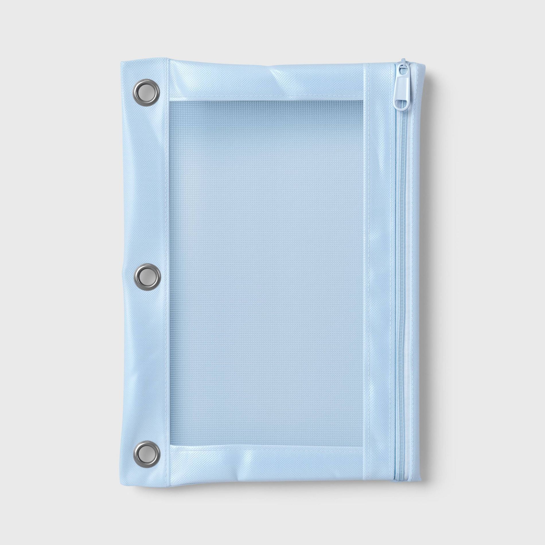 Single Zip Mesh Binder Pencil Pouch Light Blue - up&up™