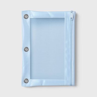 Single Zip Mesh Binder Pencil Pouch Light Blue - up&up™
